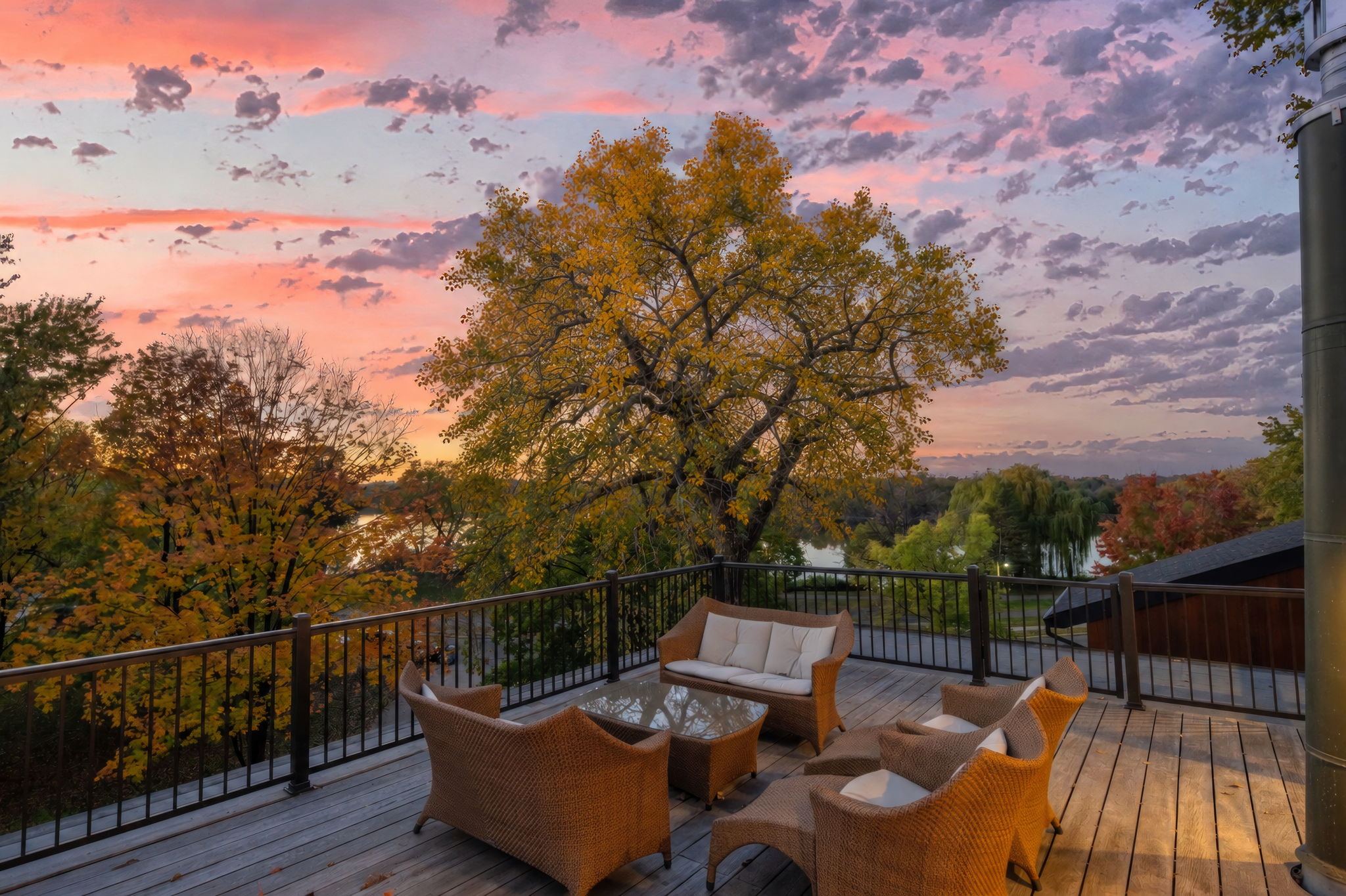 The rooftop terrace at sunset